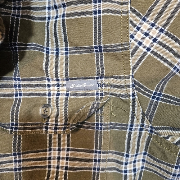 Eddie Bauer Men's Sherpa Lined Flannel Shirt Jacket Olive Green Plaid Size M - Picture 5 of 7